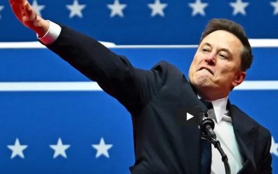 Elon Musk NAZI salute carved into sand in world’s largest Tesla protest